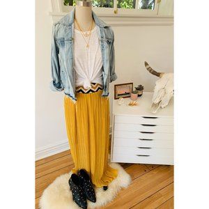 Yellow Pleated Maxi Skirt - Dear Creatures
